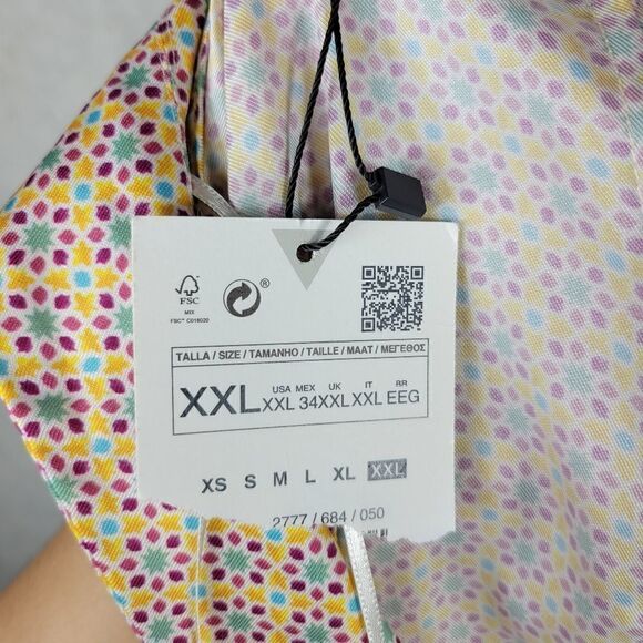 Zara Satin-Effect Blouse. Multi-Colored. XXL - Picture 10 of 12